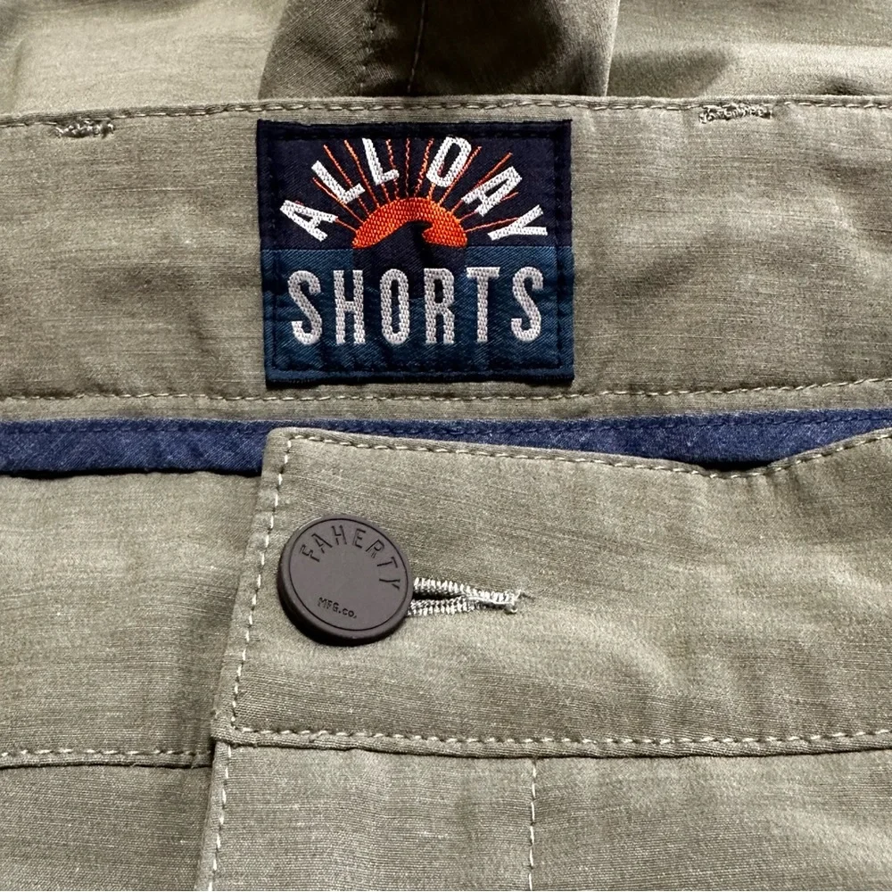 Faherty Men’s All Day Chino Shorts Green Pockets/Drawstring Sz.30-As Is- Preppy